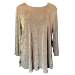 Travelers by Chico's Tunic Top Long Sleeve Knit Size XLarge Brown Shimmer